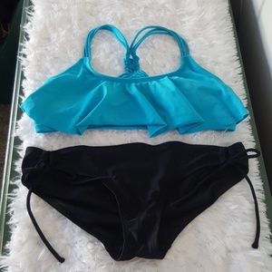 Blue and black bikini